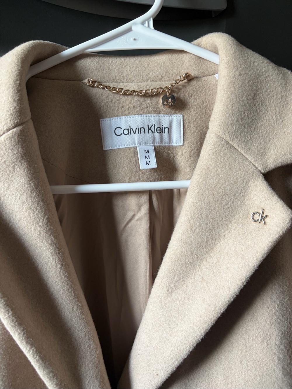 Calvin Klein Women's Tan Single-Breasted Trench Coat - Picture 2 of 4